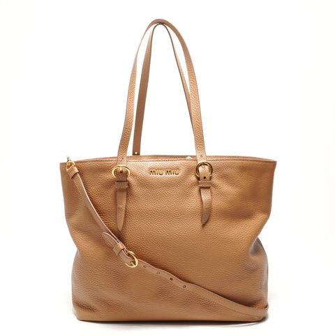 Miu Miu Vitello Dyno 徽标托特包 托特包 米色 WS26179
