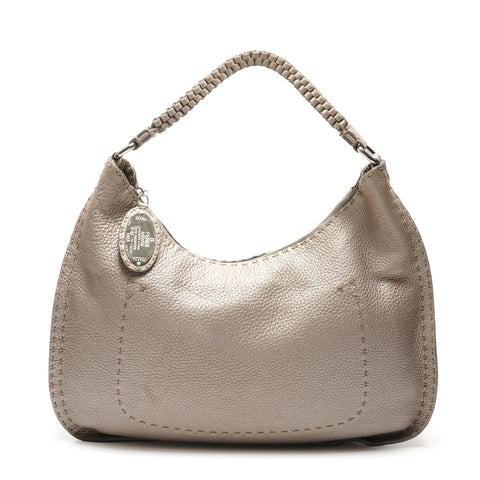 FENDI Selleria Hobo Bag Shoulder Bag Silver WS26180