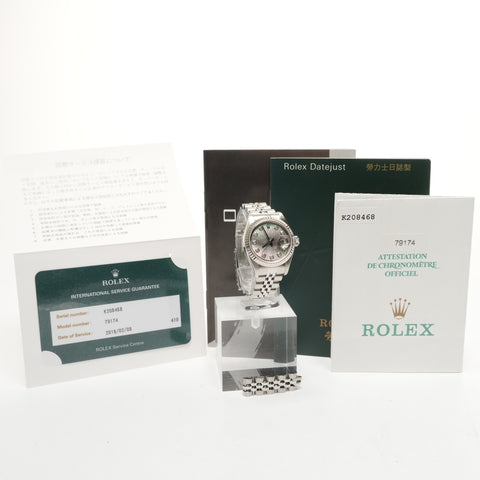 ROLEX Datejust 26 179174NG Black Shell K18WG/Stainless Steel Mechanical Automatic Diamond Watches Silver WS26195