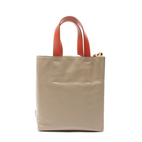 MARNI Museo 软皮小号米色两色 2Way 手提包绿色 WS26199