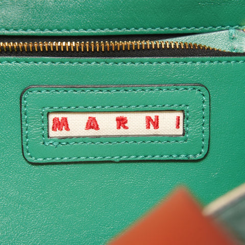 MARNI Museo 软皮小号米色两色 2Way 手提包绿色 WS26199