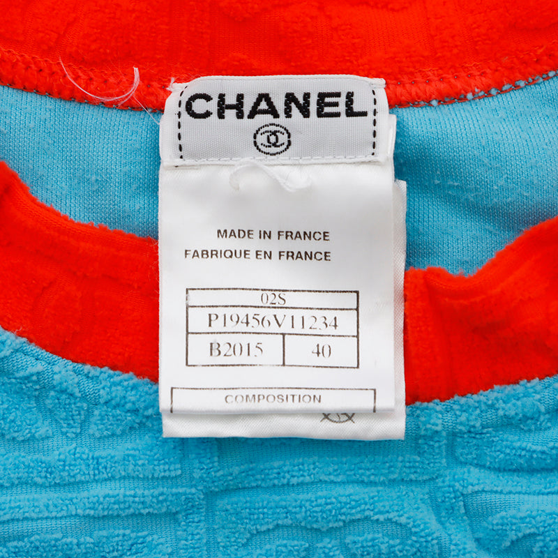 Chanel Jacquard Coco Mark Pile Tank Top Blue WS2620