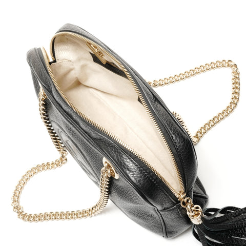 GUCCI Soho 链条皮革 308983 单肩包黑色 WS26203