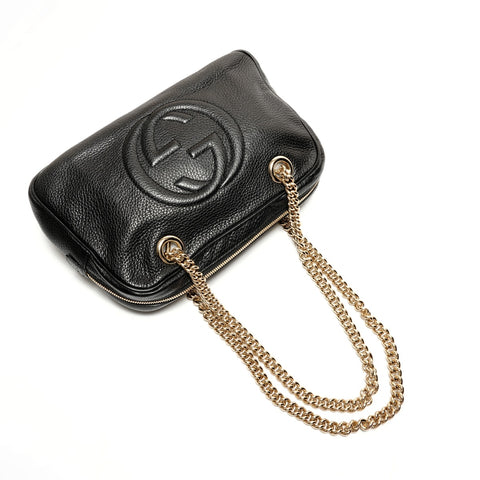GUCCI Soho 链条皮革 308983 单肩包黑色 WS26203