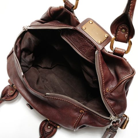 Chloe Paddington 皮革波士顿包 单肩包 棕色 WS26206