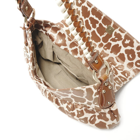 FENDI Leopard Pattern One Belt Canvas 8BR445 Umhängetasche Braun WS26210