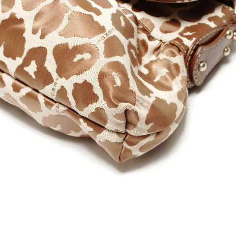 FENDI Leopard Pattern One Belt Canvas 8BR445 Umhängetasche Braun WS26210
