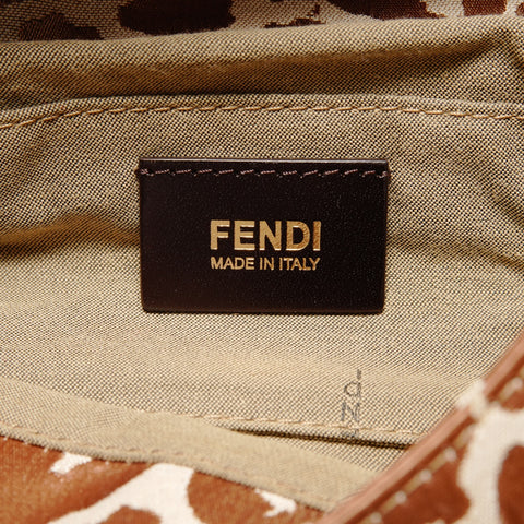 FENDI Leopard Pattern One Belt Canvas 8BR445 Umhängetasche Braun WS26210