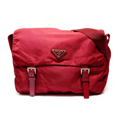 PRADA Nylon Messenger Bag Shoulder Bag Red WS26211