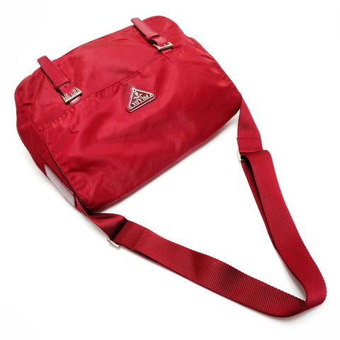 PRADA Nylon Messenger Bag Umhängetasche Rot WS26211