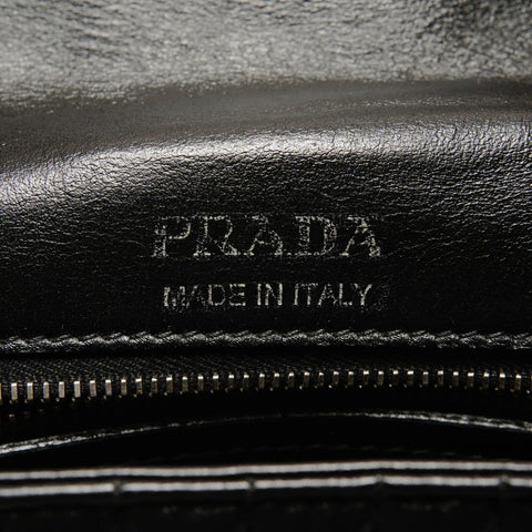 PRADA Leather Diagram Chain Camera Bag Shoulder Bag black WS26213