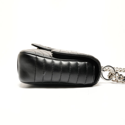 PRADA Leather Diagram Chain Camera Bag Shoulder Bag black WS26213