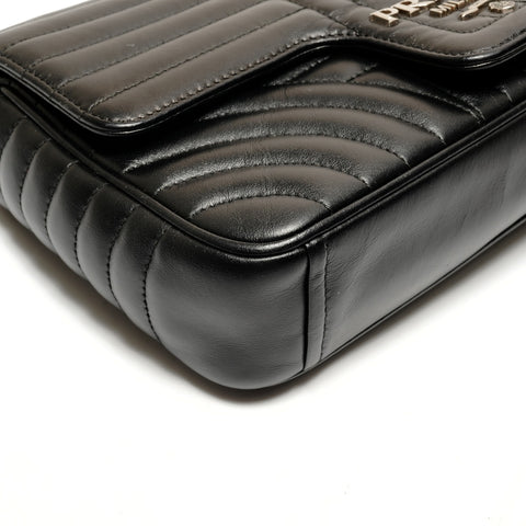 PRADA Leather Diagram Chain Camera Bag Shoulder Bag black WS26213