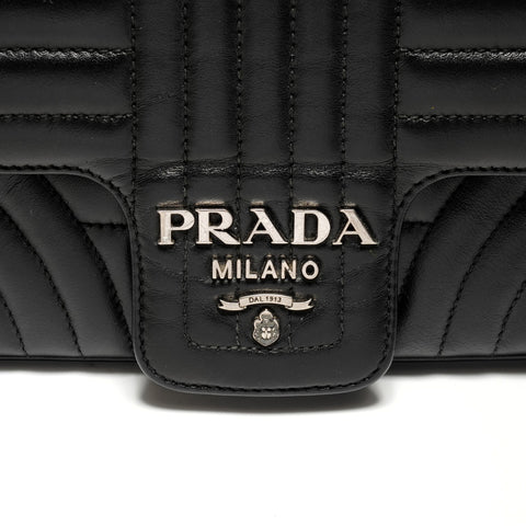 PRADA Leather Diagram Chain Camera Bag Shoulder Bag black WS26213