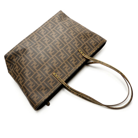 FENDI PVC Zucchino Tote 8BH198 Tote Bag Brown WS26214