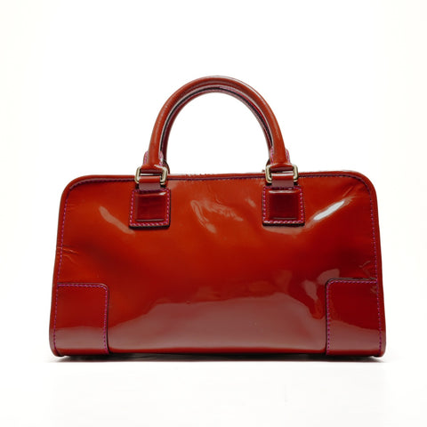 LOEWE Patent Leather Anagram Amazona 28 Handbag Red WS26215