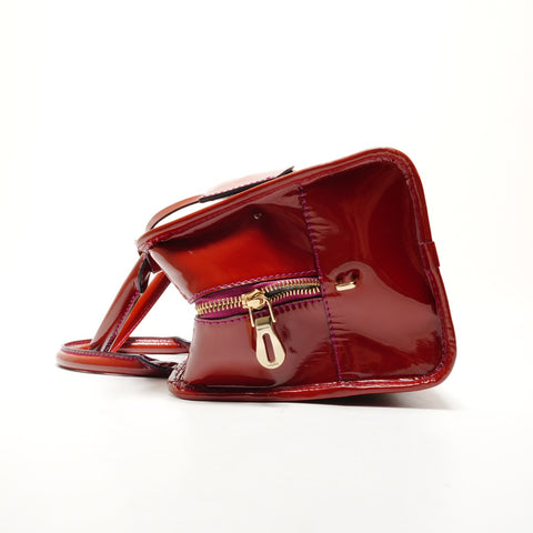 LOEWE Patent Leather Anagram Amazona 28 Handbag Red WS26215