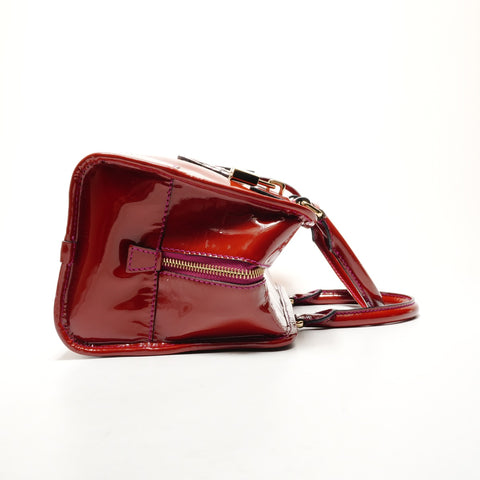 LOEWE Patent Leather Anagram Amazona 28 Handbag Red WS26215