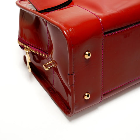 LOEWE Patent Leather Anagram Amazona 28 Handbag Red WS26215