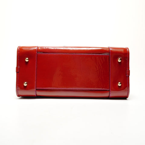 LOEWE Patent Leather Anagram Amazona 28 Handbag Red WS26215
