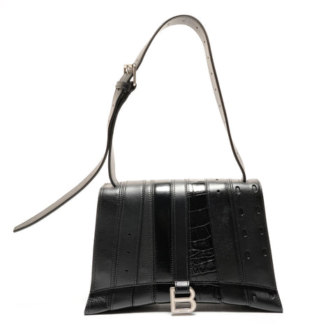 BALENCIAGA Leather Hourglasses Shoulder Bag black WS26216