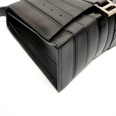 BALENCIAGA Leather Hourglasses Shoulder Bag black WS26216