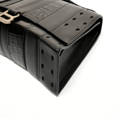 BALENCIAGA Leather Hourglasses Shoulder Bag black WS26216