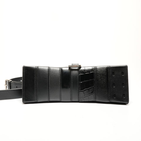BALENCIAGA Leather Hourglasses Shoulder Bag black WS26216