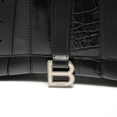 BALENCIAGA Leather Hourglasses Shoulder Bag black WS26216