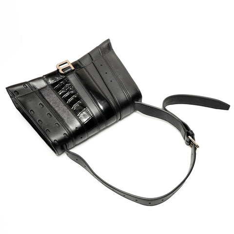 BALENCIAGA Leather Hourglasses Shoulder Bag black WS26216