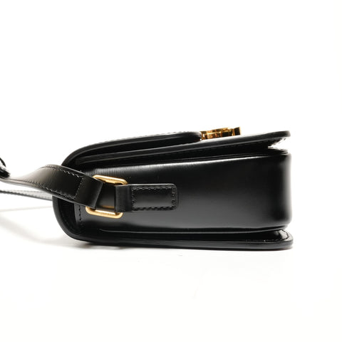 CELINE Teen Triomphe Leather and Shining Calfskin Camera Bag Shoulder Bag black WS26217