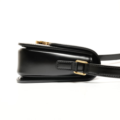 CELINE Teen Triomphe Leather and Shining Calfskin Camera Bag Shoulder Bag black WS26217