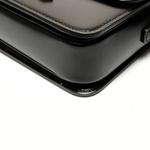 CELINE Teen Triomphe Leather and Shining Calfskin Camera Bag Shoulder Bag black WS26217