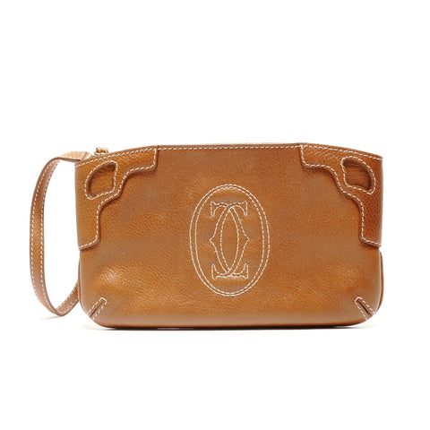 CARTIER 皮革小袋 Marcello de Pouch 手提包 棕色 WS26219