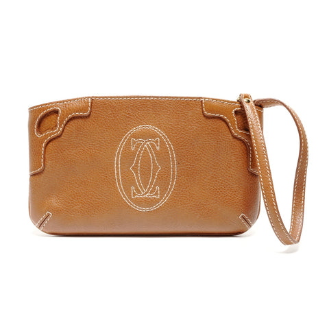 CARTIER 皮革小袋 Marcello de Pouch 手提包 棕色 WS26219