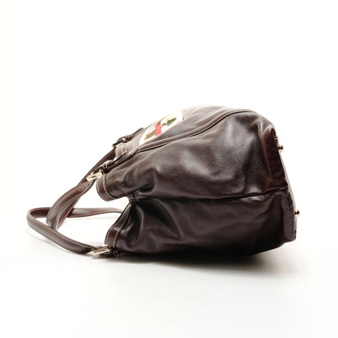 GUCCI Leder New Brit G Interlocking Umhängetasche Braun WS26225