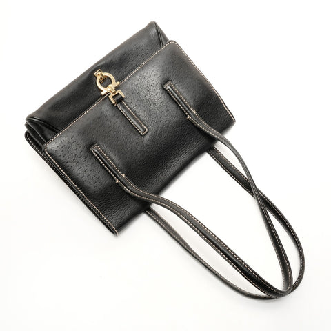 Salvatore Ferragamo Leather stitch Shoulder Bag black WS26227
