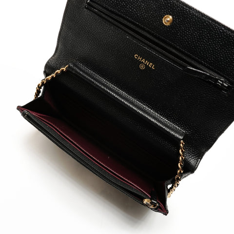 CHANEL Chain Wallet in Calf Leather, COCO Mark Matelasse, 22 Series, 2016-2017 Shoulder Bag black WS26229