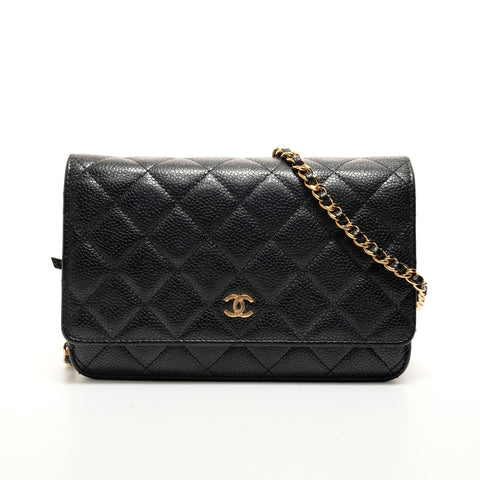 CHANEL Chain Wallet in Calf Leather, COCO Mark Matelasse, 22 Series, 2016-2017 Shoulder Bag black WS26229