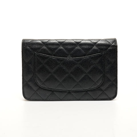 CHANEL Chain Wallet in Calf Leather, COCO Mark Matelasse, 22 Series, 2016-2017 Shoulder Bag black WS26229