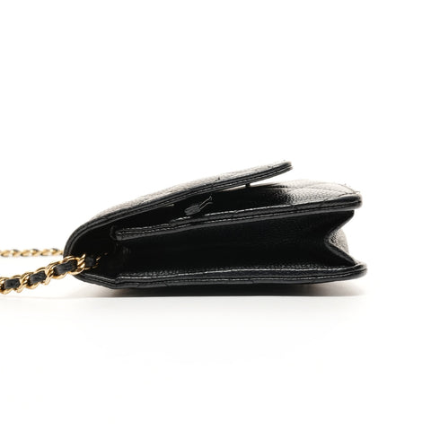 CHANEL Chain Wallet in Calf Leather, COCO Mark Matelasse, 22 Series, 2016-2017 Shoulder Bag black WS26229