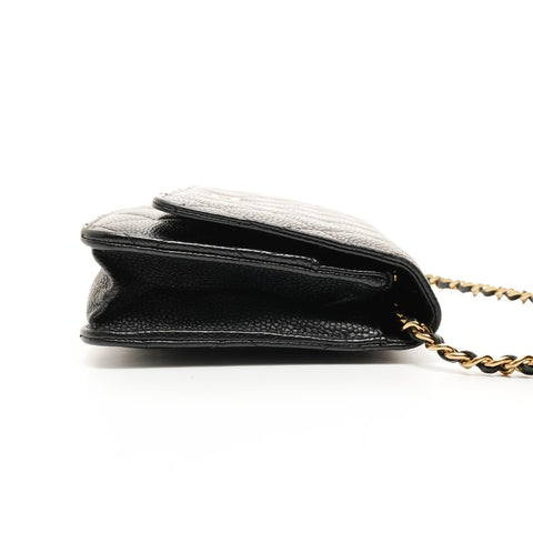 CHANEL Chain Wallet in Calf Leather, COCO Mark Matelasse, 22 Series, 2016-2017 Shoulder Bag black WS26229