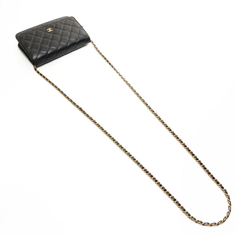 CHANEL Chain Wallet in Calf Leather, COCO Mark Matelasse, 22 Series, 2016-2017 Shoulder Bag black WS26229