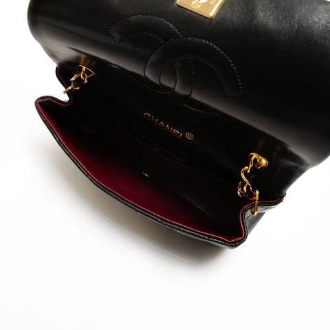 CHANEL No. 1 1989-1991 Mini Matelasse Lambskin Matelasse Shoulder Bag black WS26230