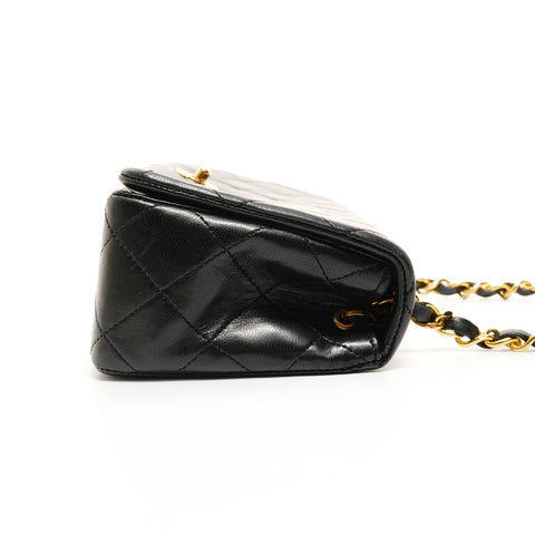 CHANEL No. 1 1989-1991 Mini Matelasse Lambskin Matelasse Shoulder Bag black WS26230