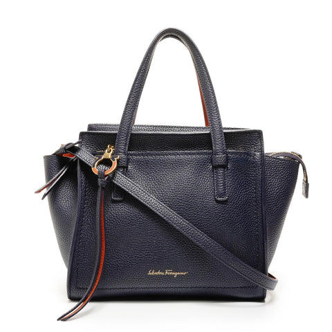 Salvatore Ferragamo 2-way 迷你小号皮革艾米两色橙色手提包紫色 WS26234