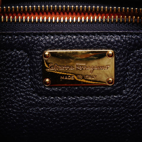 Salvatore Ferragamo 2-way 迷你小号皮革艾米两色橙色手提包紫色 WS26234