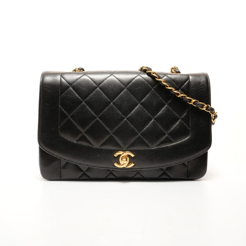 CHANEL No. 3 1994-1996 Diana 小羊皮中号单肩包黑色 WS26239
