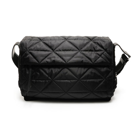 PRADA 再生尼龙绗缝斜挎包 单肩包 黑色 WS26240