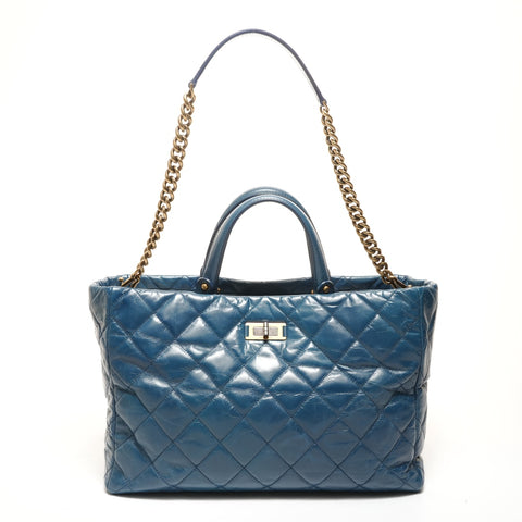 CHANEL 15th series 2011 Cabas Tote 2way Handbag blue WS26246